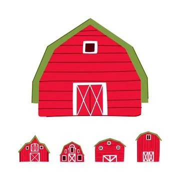 Farm barn buildings illustration vector set Stock Illustration