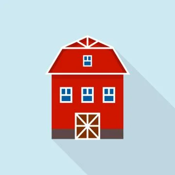 Farm barn icon, flat style Illustrazione stock