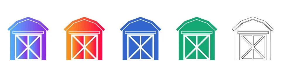 Farm Barn Icon Set with Rustic Style 스톡 일러스트