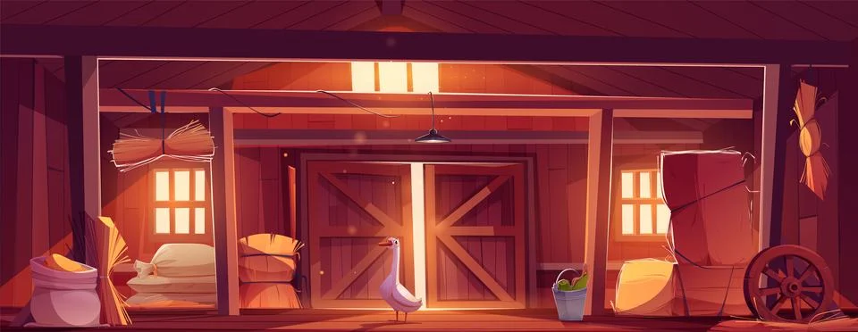 Farm barn interior design Stock Illustration