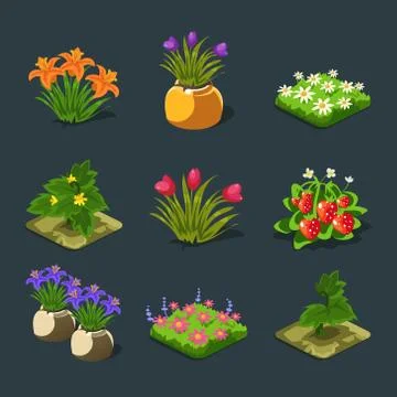 Farm of a Bed and Other Elements 스톡 일러스트