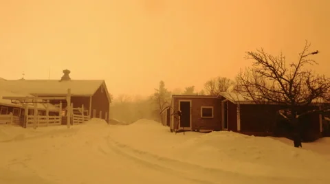 Farm with Blizzard during Day Stock Footage 68765445
