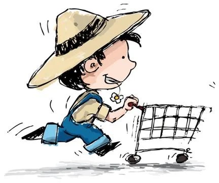 Farm Boy shopper Stock Illustration