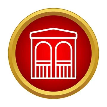 Farm building barn stable icon inside red circle Stock Illustration