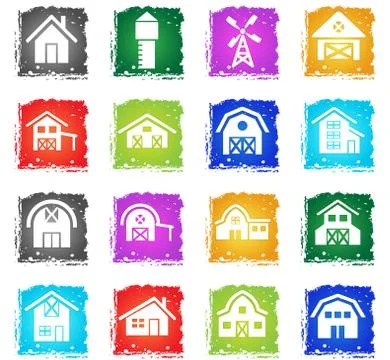 Farm building icon set Ilustración de archivo