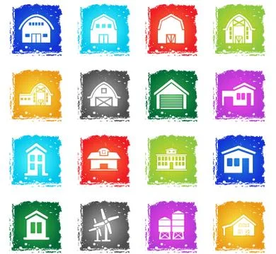 Farm building icon set Ilustración de archivo