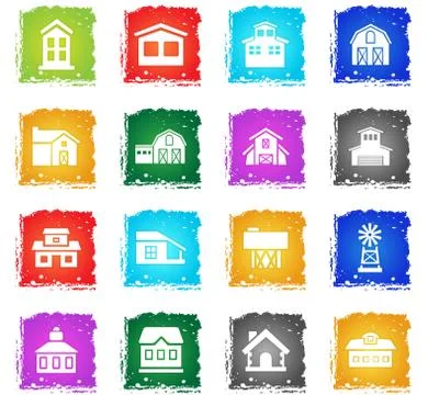 Farm building icon set Ilustración de archivo