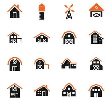 Farm building icon set Ilustración de archivo