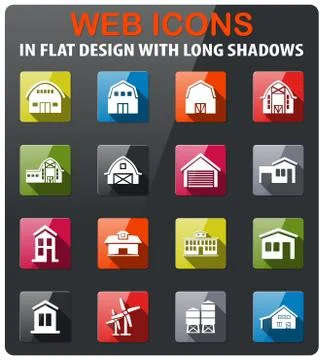 Farm building icon set Ilustración de archivo