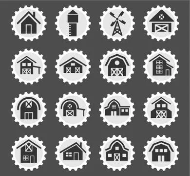 Farm building icon set Ilustración de archivo