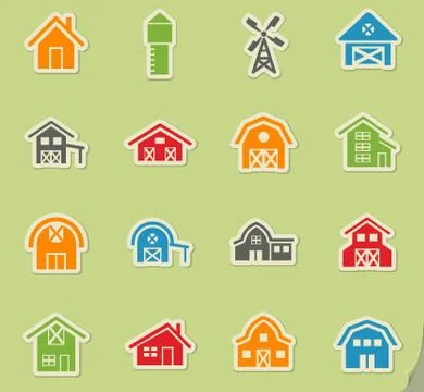 Farm building icon set Ilustración de archivo