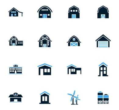 Farm building icon set Ilustración de archivo