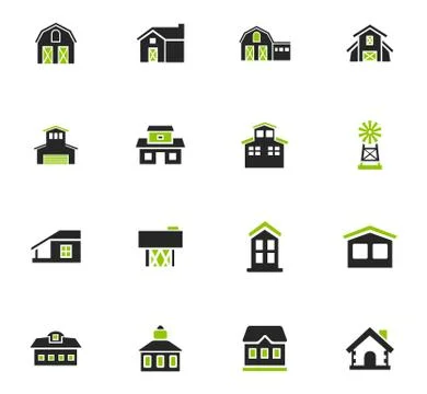 Farm building icon set Ilustración de archivo