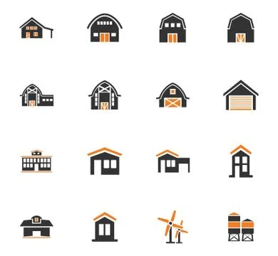 Farm building icon set Ilustración de archivo