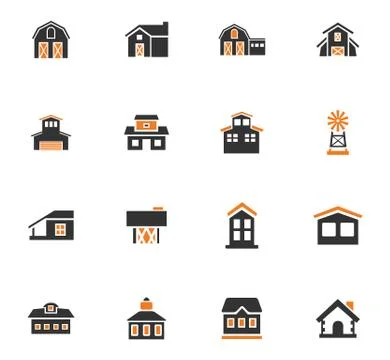 Farm building icon set Ilustración de archivo