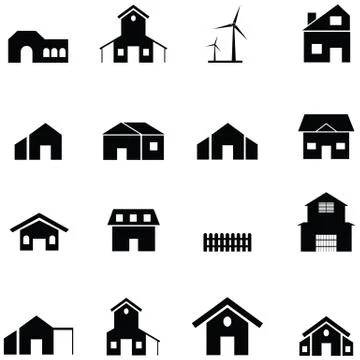 Farm building icon set Ilustración de archivo