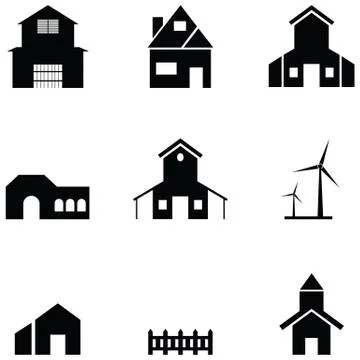 Farm building icon set Ilustración de archivo