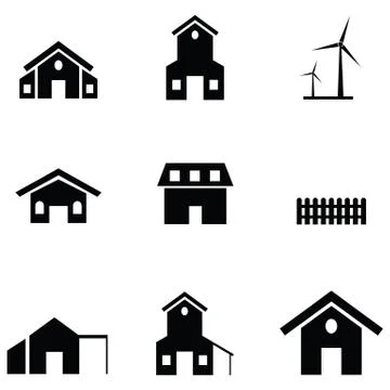 Farm building icon set Ilustración de archivo