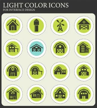 Farm building icon set Ilustración de archivo