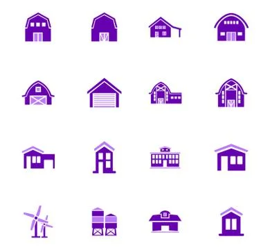 Farm building icon set Ilustración de archivo
