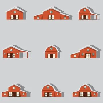 Farm building icons set.paper art style. Stock Illustration