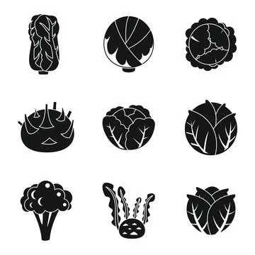 Farm cabbage icons set, simple style Ilustración de archivo