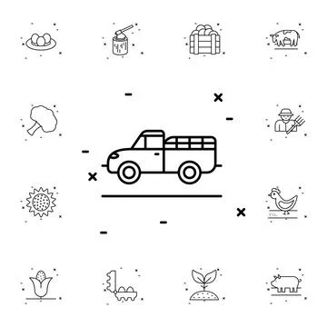 Farm, car flat vector icon in agriculture pack Stock Illustration