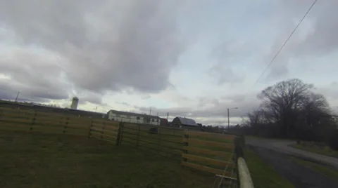 Farm with clouds moving Stock Footage 33865858