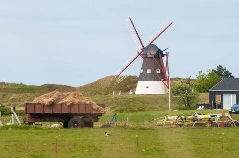 Farm in Denmark with a windmill Stock Photos