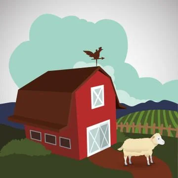 Farm design. stable icon. flat illustration Stock Illustration