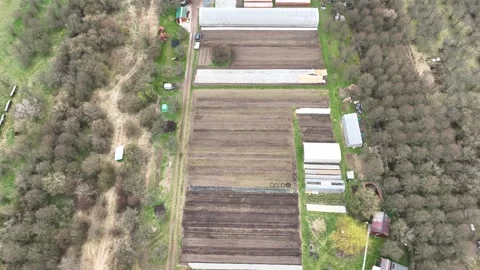 Farm drone bio farmer spring aerial farming and agricultural farm garden Stock Footage 346279626