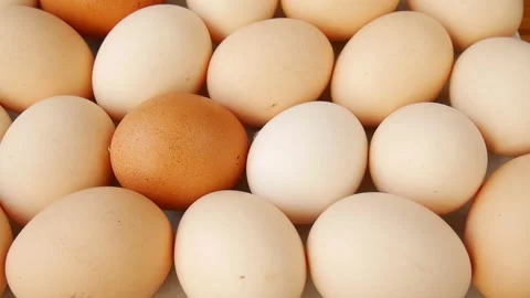 Farm eggs on a plate. Video stock 328441168
