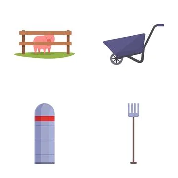 Farm elements flat icons set 库存插图