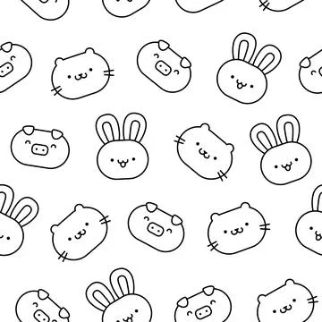 Farm elements. Seamless pattern. Coloring Page. 스톡 일러스트