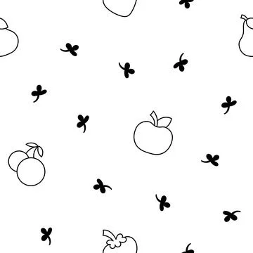 Farm elements. Seamless pattern. Coloring Page. Stock Illustration