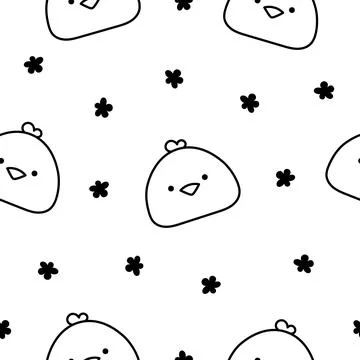 Farm elements. Seamless pattern. Coloring Page. Stock Illustration