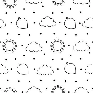Farm elements. Seamless pattern. Coloring Page. Illustrazione stock