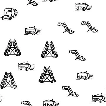 Farm Equipment And Transport Vector Seamless Pattern Illustrazione stock