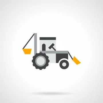 Farm excavator flat color vector icon Stock Illustration