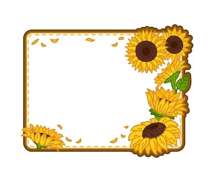 Farm field rustic sunflower memo note frame Stock Illustration
