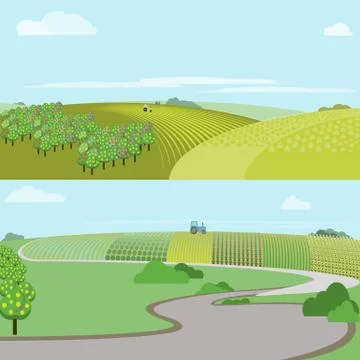 Farm field, vector illustration Stock Illustration