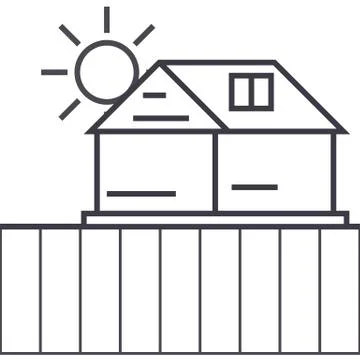 Farm field vector line icon, sign, illustration on background, editable strok イラスト素材