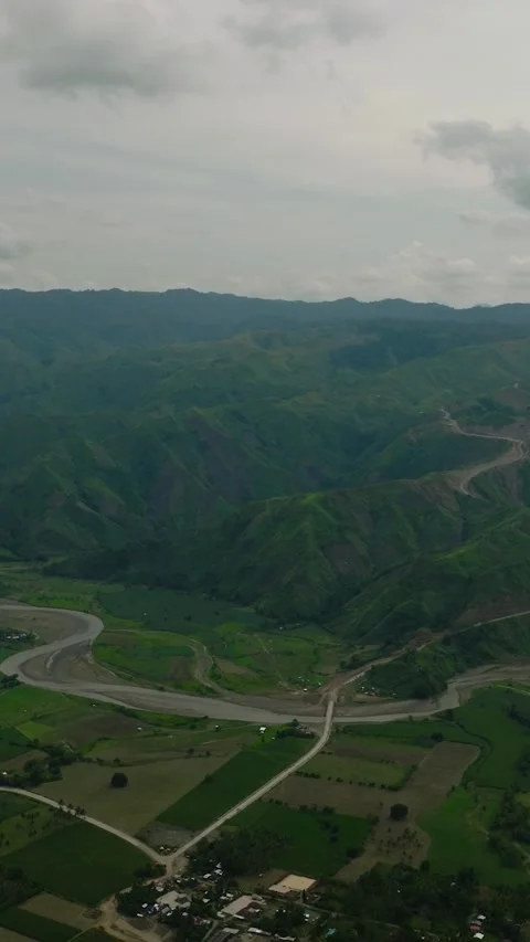 Farm fields and mountain slopes in the Philippines. Stock Footage 265943773