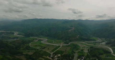 Farm fields and mountain slopes in the Philippines. Stock Footage 285974500