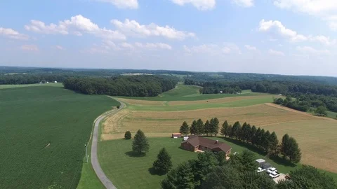 Farm Fields Fly-Over, Rural America - Westminster, Maryland USA Video stock 114028530