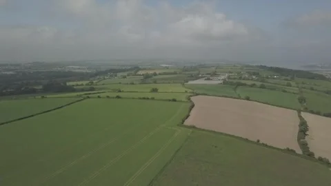 Farm Fields by River Lee Stock Footage 256047173