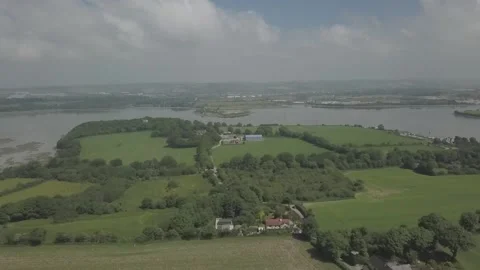 Farm Fields by River Lee Stock Footage 256047189