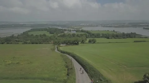 Farm Fields by River Lee Stock Footage 256702652