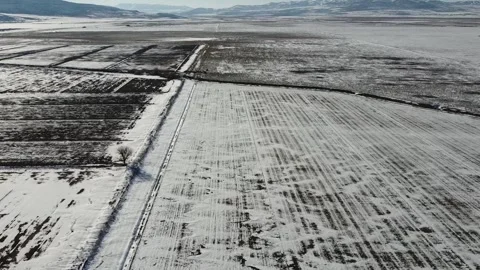 Farm Fields in Snow 库存影片 282304643