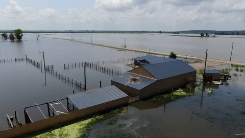 Farm fields underwater Stock Footage 114750135